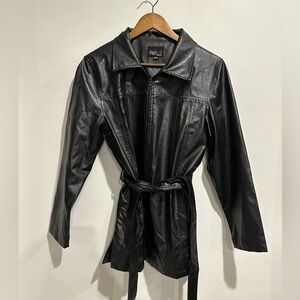 DIGITAL CLOTHING Vintage Black Belted Zip Up Collared Goth Grunge Jacket Size M